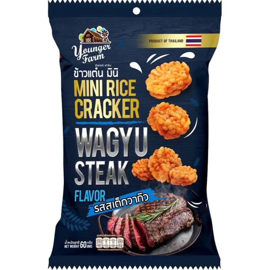 YOUNGER FARM Mini Rice Crackers - Wagyu Steak 60G