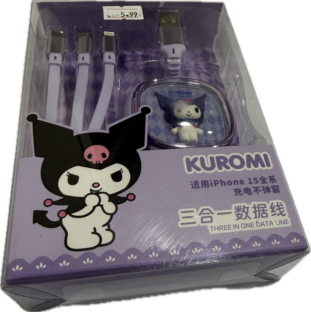 SANRIO Kuromi 3-in-1 Charging Cable 1Pc