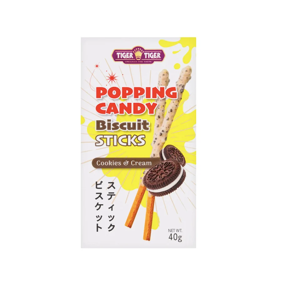 TIGER TIGER Popping Candy Biscuit Sticks - Cookies & Cream 40g