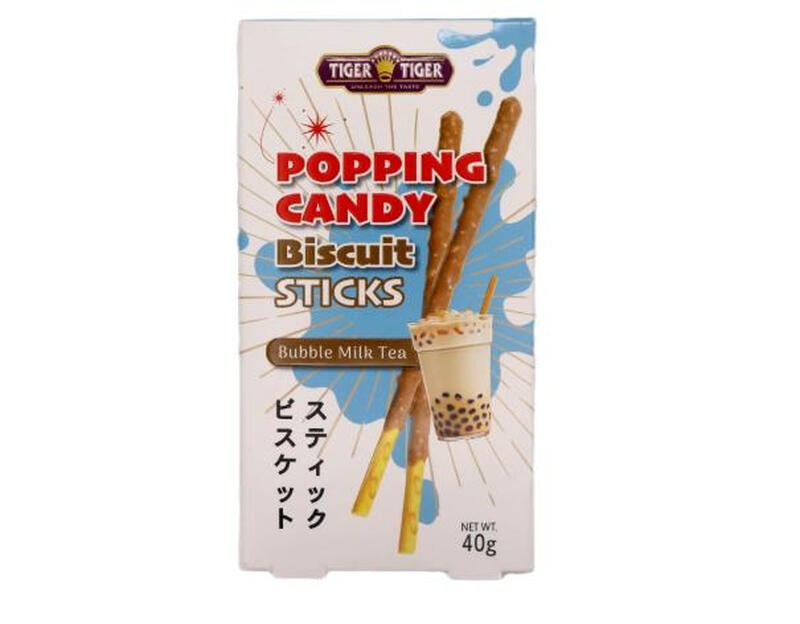TIGER TIGER Popping Candy Biscuit Sticks - Bubble Milk Tea 40g